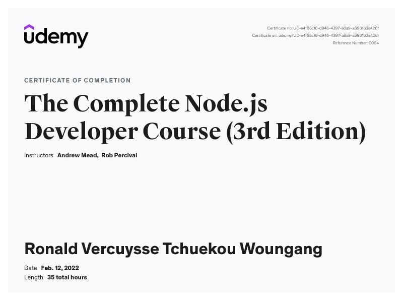 NodeJs 3rd Edition Certification